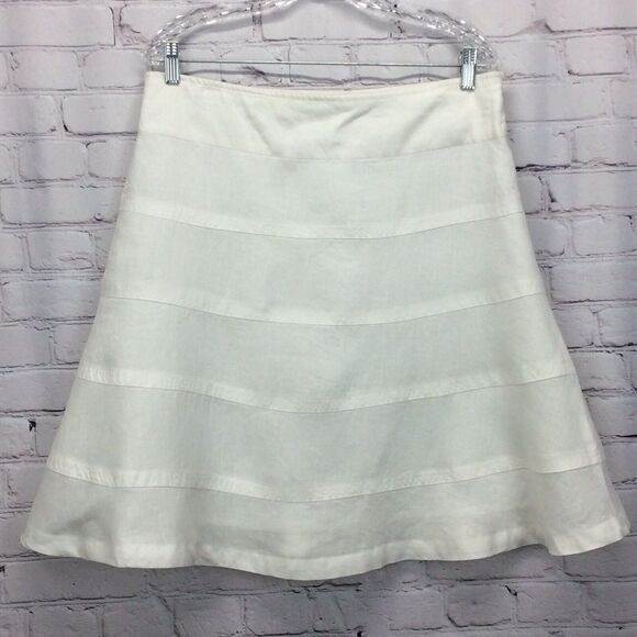 Richard Malcolm Skirt Women's Size 10 White 100% Linen Layered Lined Lightweight - Picture 1 of 8